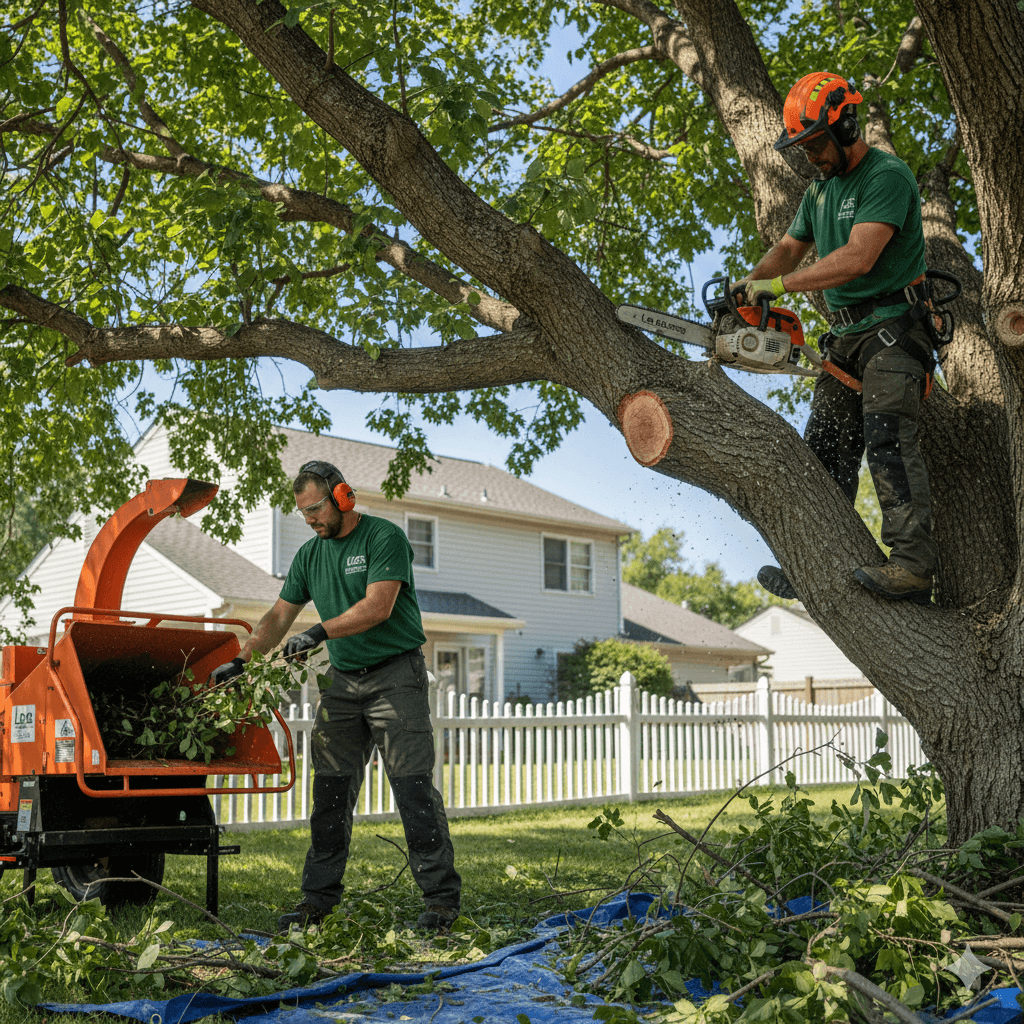 Professional arborist performing tree care services